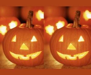пазл Хэллоуин тыква вырезаны лица и освещенные внутри свечи или Тыква-фонарь